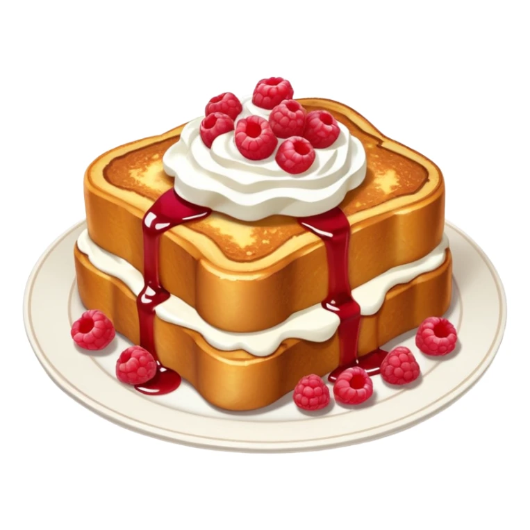 Raspberry and whip cream French toast on plate  sticker