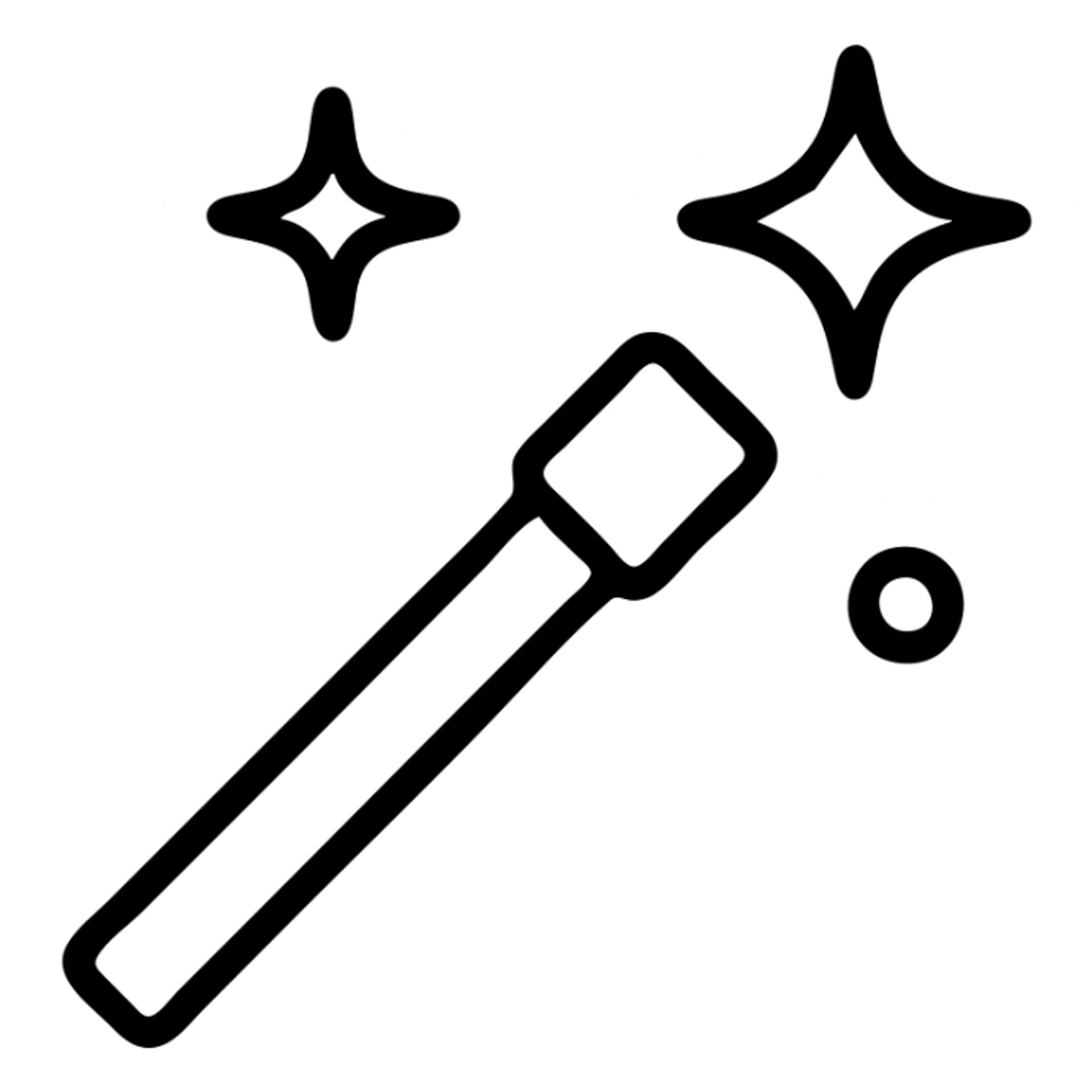 simple icon of a magic wand, clean lines, minimal sticker