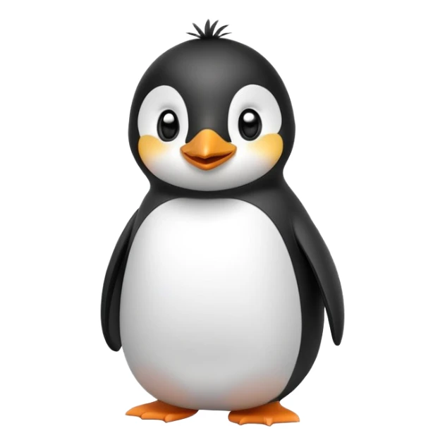Cute cartoon penguin with a round belly, standing upright sticker