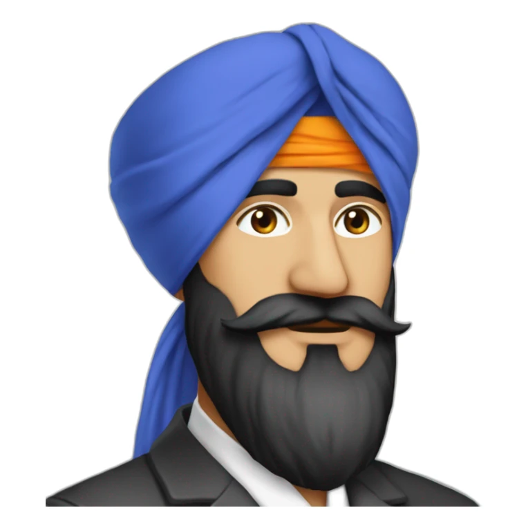 sardar turban is blue  wear cotpant proffesional sticker