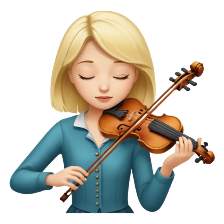 blond girl playing a violin, eyes closed sticker