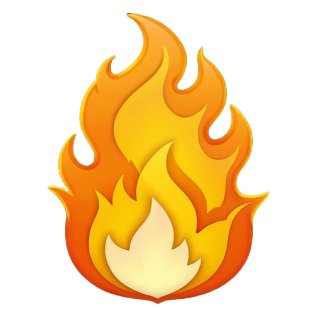 small cartoon flame icon emoji with the word 'FIRE' in bold letters in the center, cartoon style, thick outlines, bright orange and yellow, clear for use in chat reactions and YouTube memberships sticker