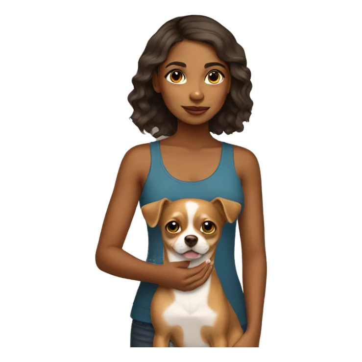 Brown girl with chihuahua  sticker