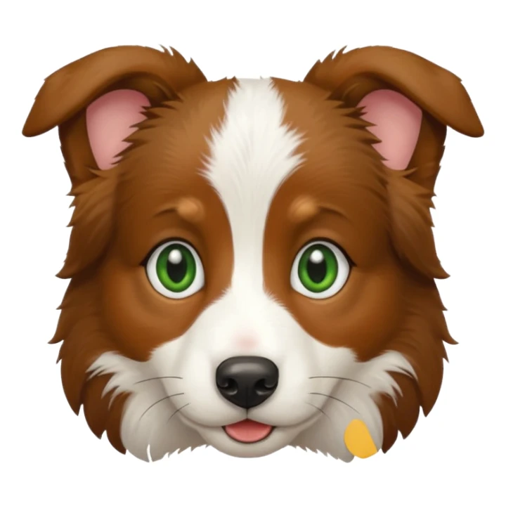 A border collie white and brown with green dark big eyes, a baby one  sticker