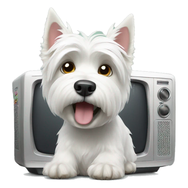 west highland terrier watching tv sticker