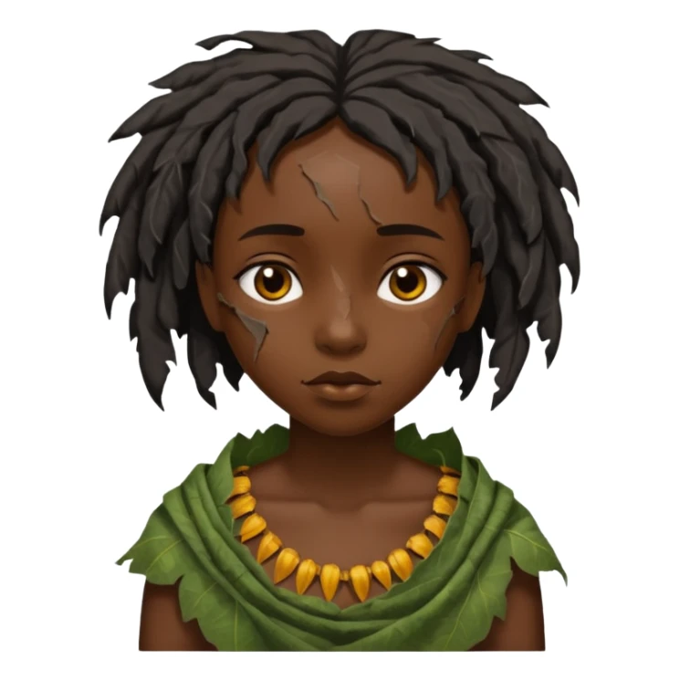 ancient black girl, tattered leaf cloth sticker