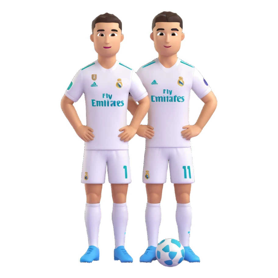 Cristiano Ronaldo in a Real Madrid kit, 3D emoji style, with transparent background. sticker
