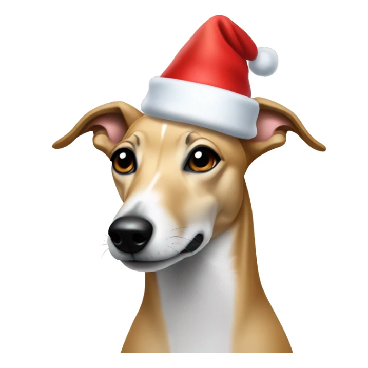 Mini greyhound blonde in Christmas hat and lights at the top sticker