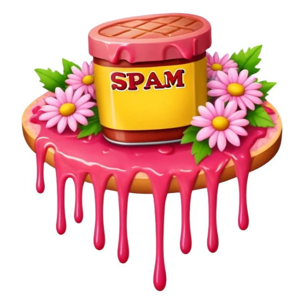 melted pink dripping sauce SPAM MEAT flower bouquet  sticker