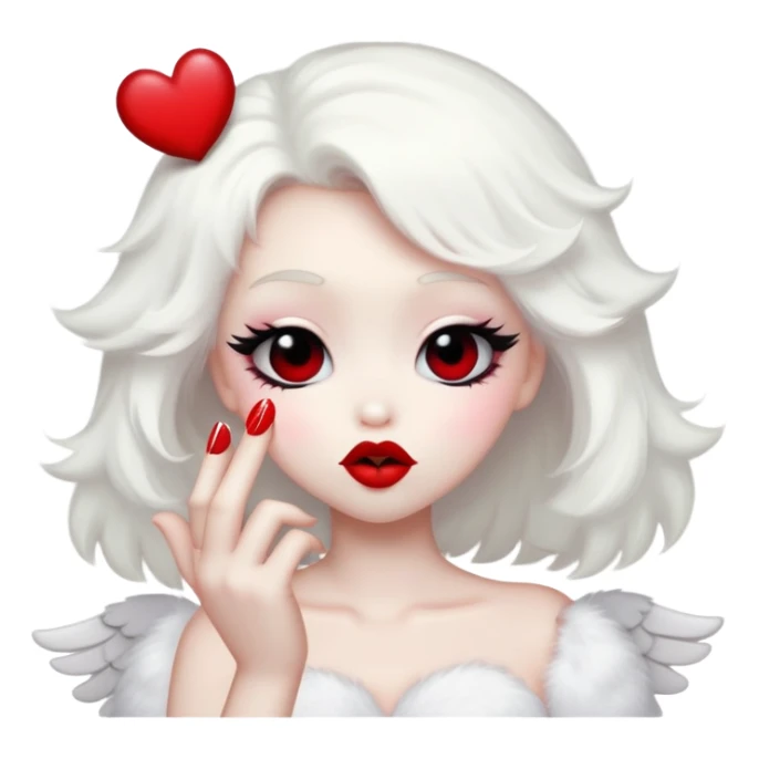 Angel Dust from Hazbin Hotel blowing a kiss, emoji style sticker