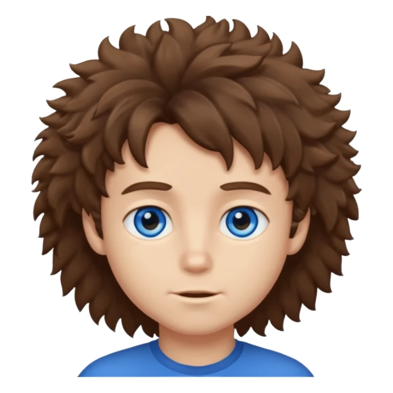 Brown tiktok fluffy hair and blue eyes boy sticker