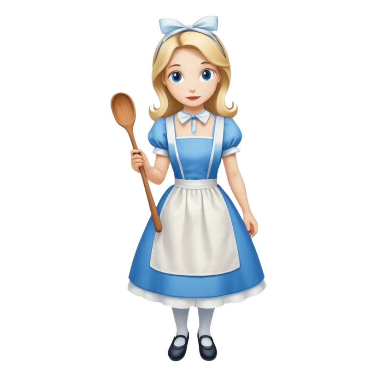 Alice in Wonderland curtseying in her blue dress with white apron sticker