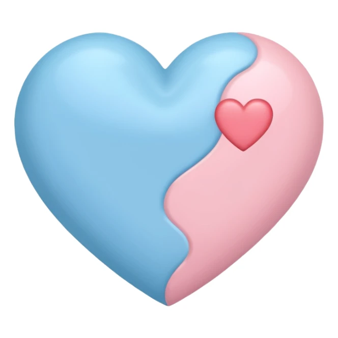 a heart with pastel blue on one side and pastel pink on the other sticker
