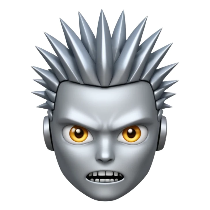 Robot emoji with a "Karen" haircut and angry facial expression, make it look comically robotic (closer to Robot than Human) sticker