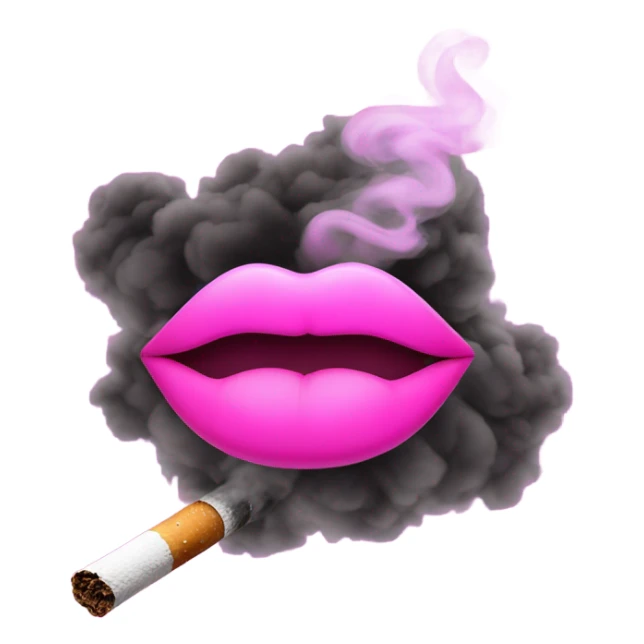 Neon pink lips are blowing smoke, and a cigarette is in her mouth sticker