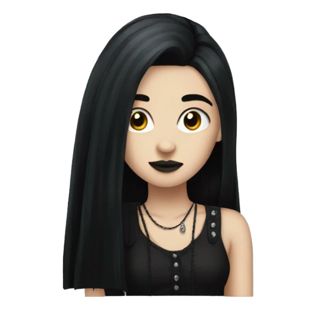 Goth girl emoji long black hair sticker