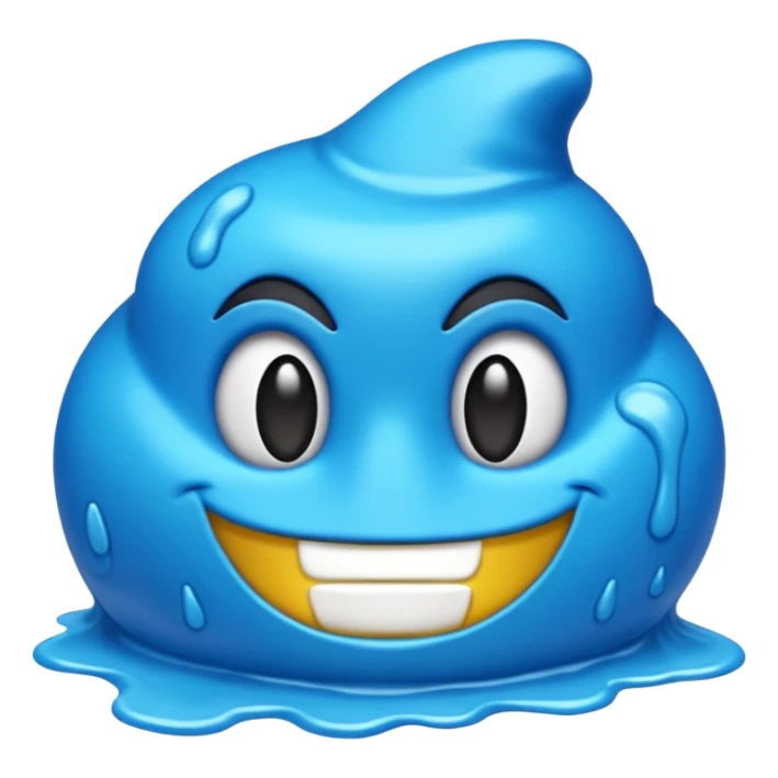 emoji con una textura irregular como un slime y con diferentes tonos de azul sin cara sticker