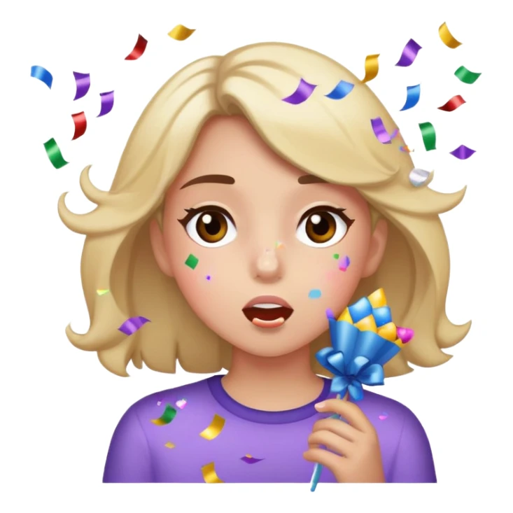 a girl wearing blowing confetti birthday  sticker
