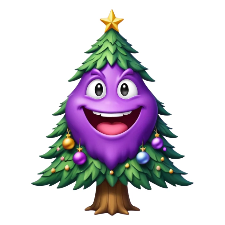 grimace large purple monster shaped like a christmas tree sticker