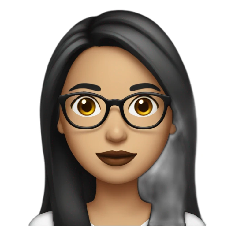 latina with glasses and dark long black straight hair with big lips sticker