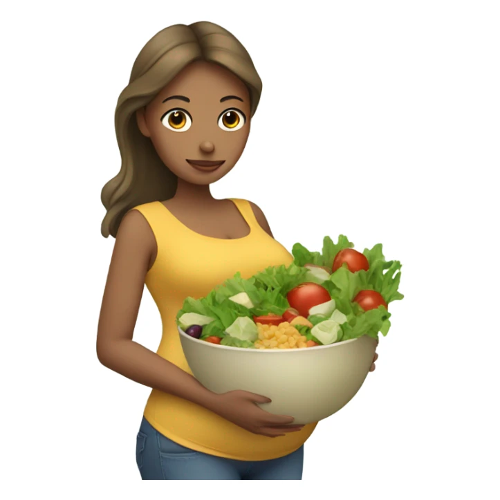 pregnant woman with salad sticker
