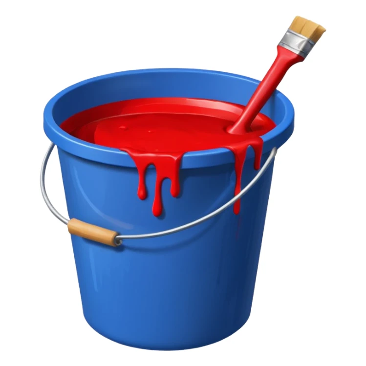 paint splatter, only bucket, spilled paint, red color. sticker