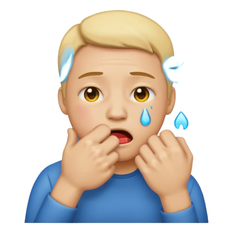 Crying emoji with fist covering mouth sticker
