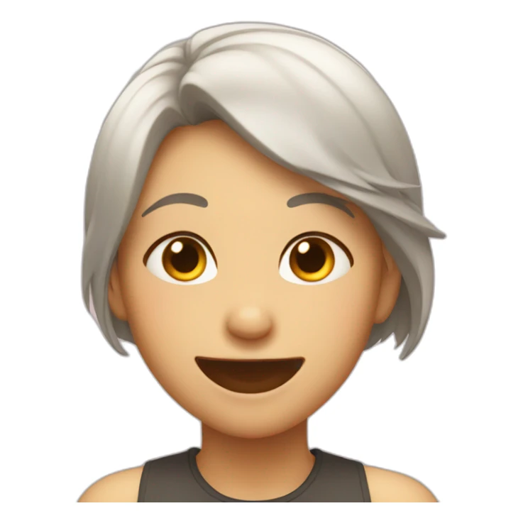 Girl nervously laughing with a sweat drop  sticker