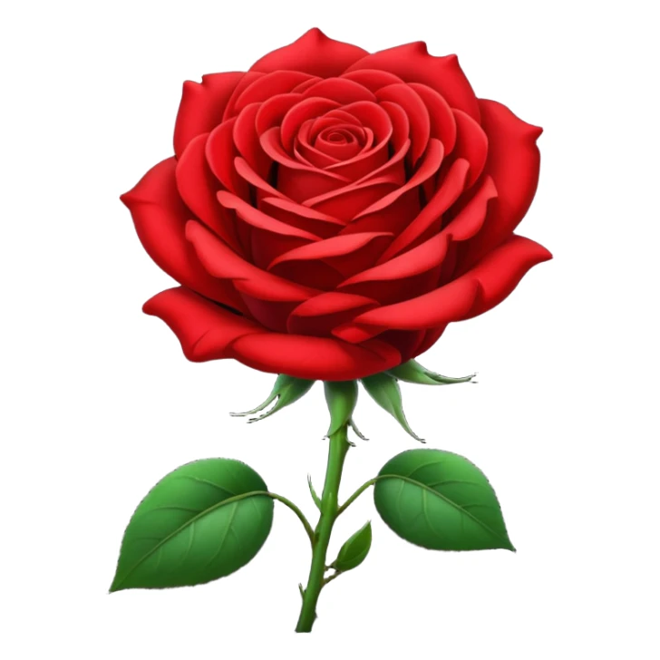Realistic dark red to bright red, long stem rose  sticker