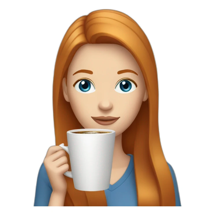Ginger straight hair and blue eyes woman drinking a coffee sticker