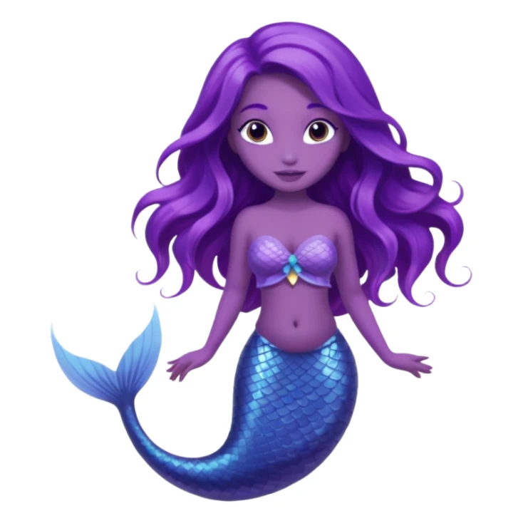 Purple tail mermaid with fish pet sticker