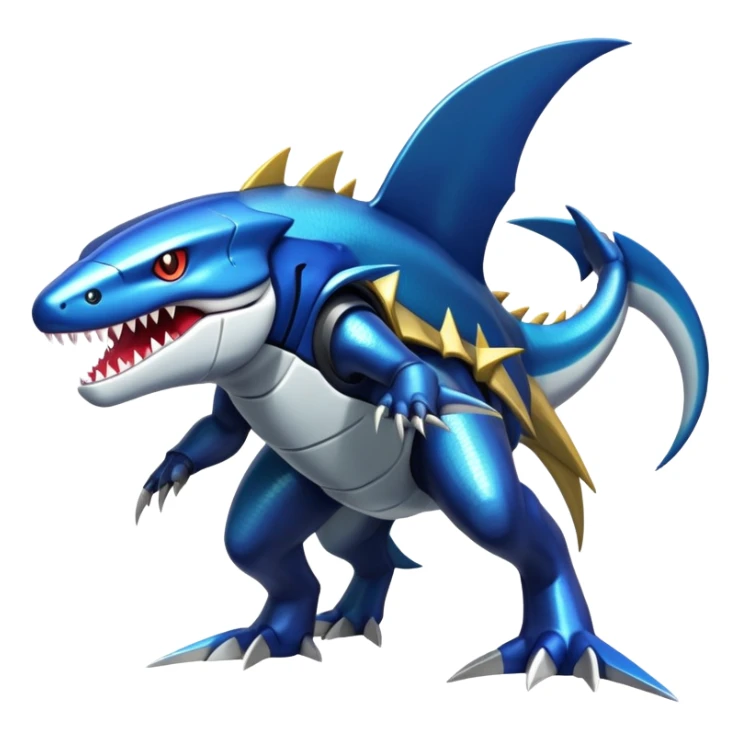 Shiny Exotic Colorful epic Sharpedo-Salandit-Garchomp-Genesect-Miraidon-Koraidon-Fakémon-hybrid-creature (full body)  sticker