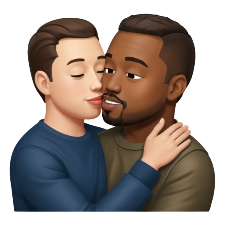 kanye west kissing elon musk  sticker
