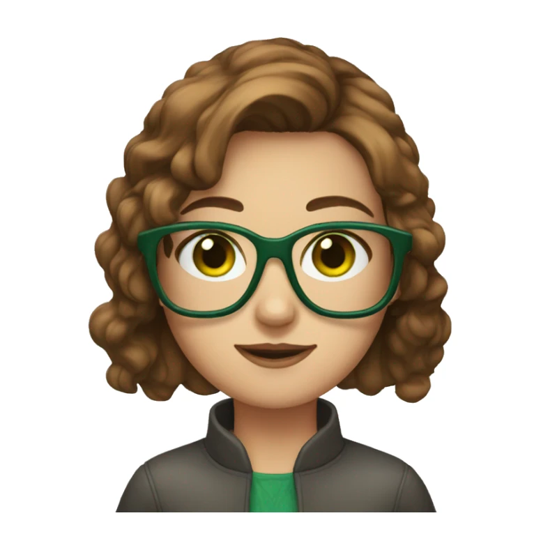 Girl brown hair green eyes fun glasses sticker