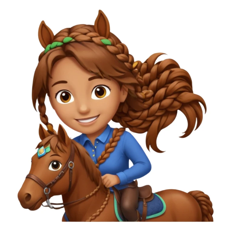 brown haired girl on a cheatnut hporse smiling' sticker