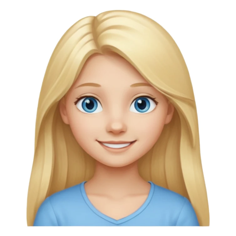 A young girl with long blonde hair and light blue eyes sticker