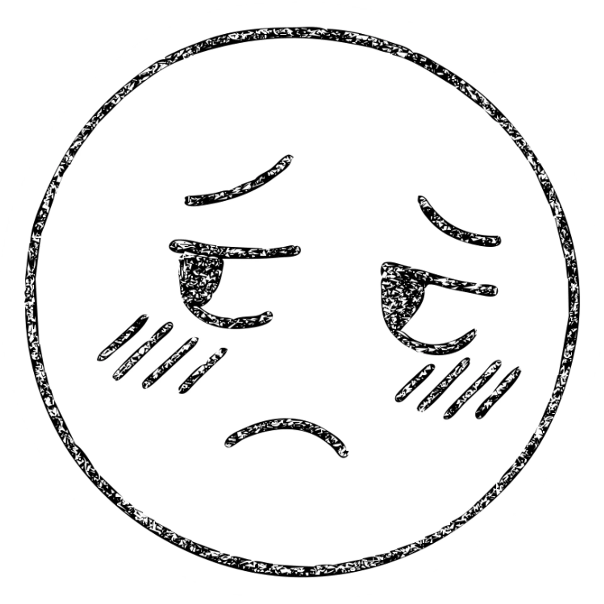 embarrassed face icon, blushing, looking away, hand drawn outlined style, no color sticker