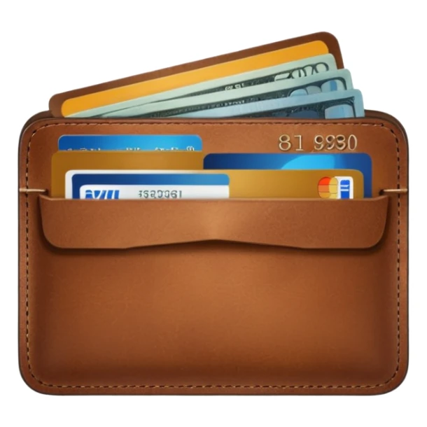 portefeuille marron avec billet et carte bancaire sticker