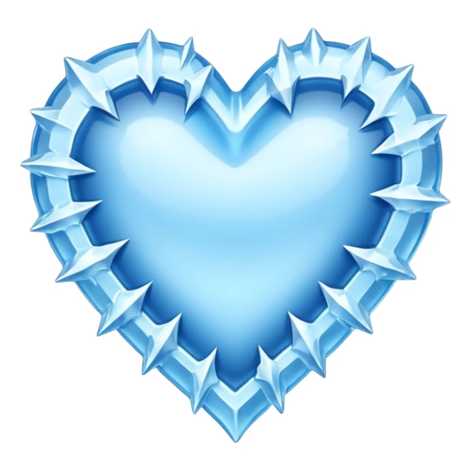 An ice blue heart with frost and jagged ice crystals covering it sticker
