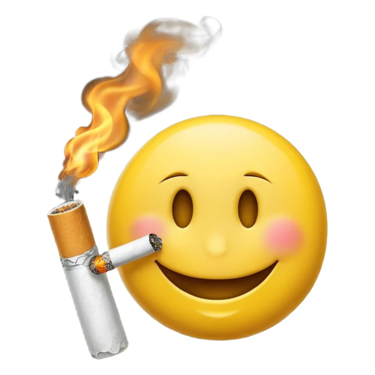Smiley face smoking cigarette out of mouth  sticker