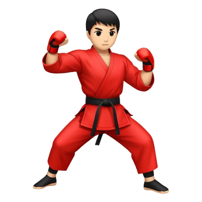 An emblem-style emoji representing striking martial arts. The design features a powerful punch icon surrounded by dynamic lines, symbolizing speed and strength. A black and red color scheme highlights intensity, with a bold and clean font for the text 'Striking Arts'. Transparent background. sticker