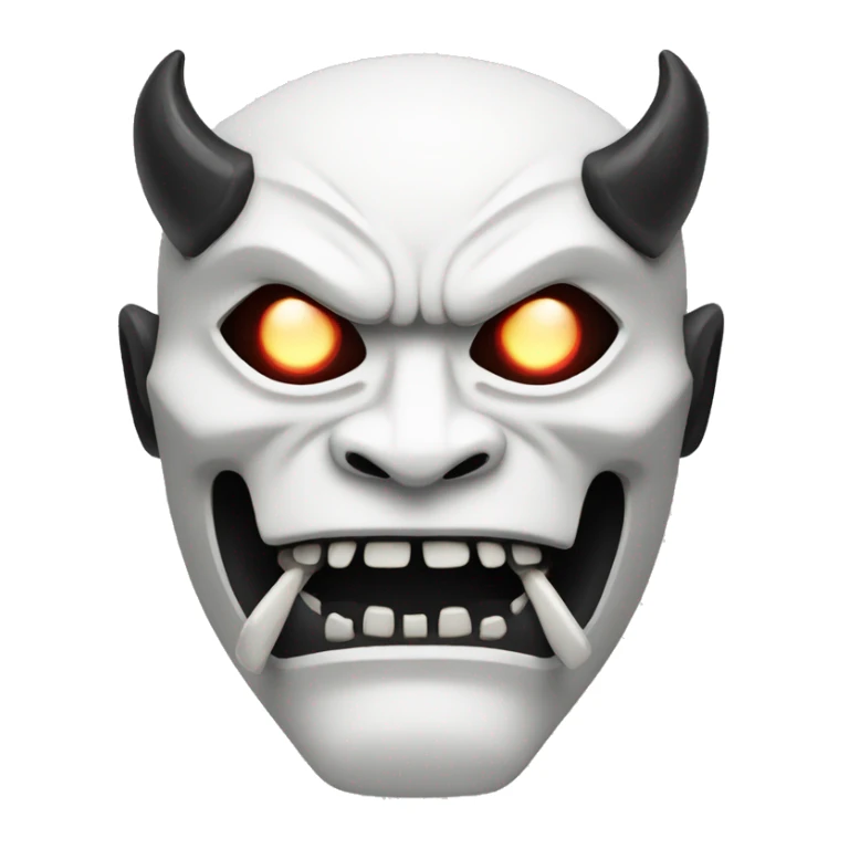 White cyberpunk oni mask with visible fangs. sticker