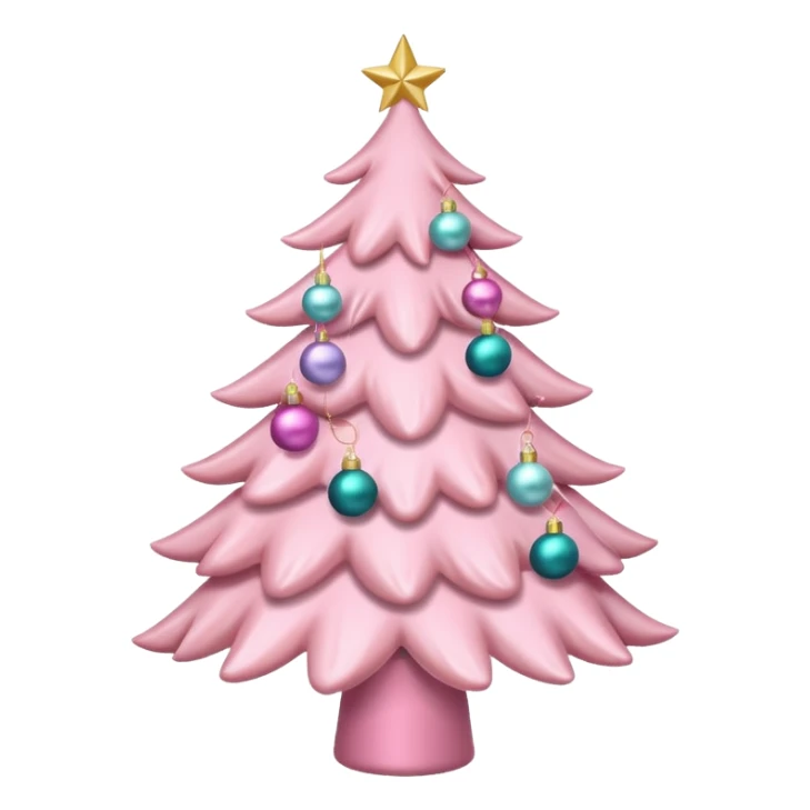 pastel pink christmas tree with pink ribbon sticker