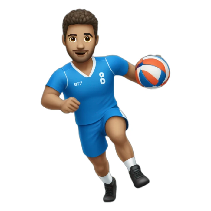 Joueur de handball avec un maillot bleu numéro 67 sticker