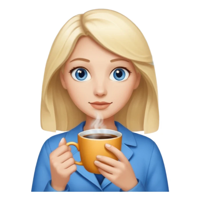 Blonde with blue eyes  with hot coffee sticker