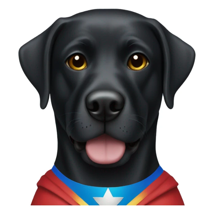 black lab wearing a superwoman mask sticker