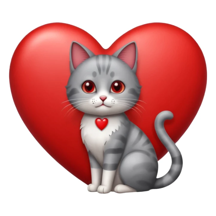 Cat in front of a big red heart  sticker