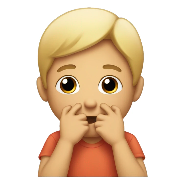 blushing emoji holding his hands infront of his face being shy sticker