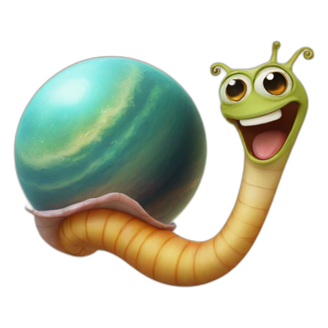 planet Venus with a cartoon grimacing snail face sticker