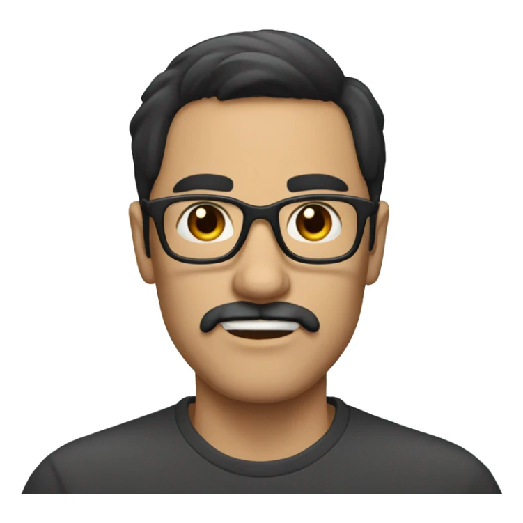 dark hair dark eye man with short mustache wearing glasses sticker